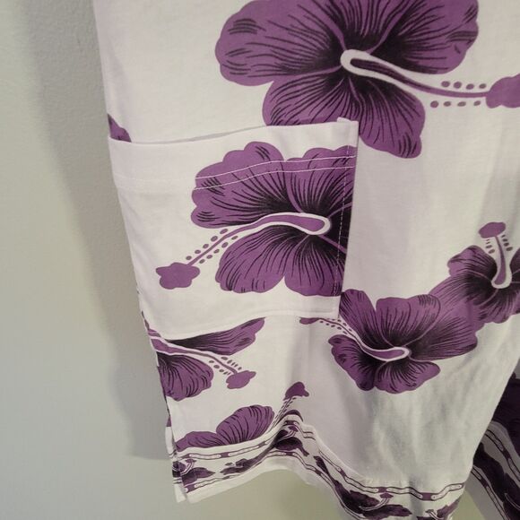 Ingear NWT Womens Purple Flower Sleeveless White Dress Bathing Suit Coverup M - Picture 5 of 6